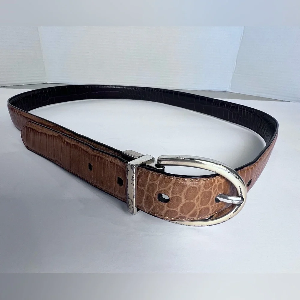Lauren Ralph Lauren Black & Brown Reversible Belt with Rotating Buckle